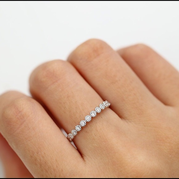 ❤️Solid 925 sterling silver wedding band Pave Ring - Picture 4 of 4